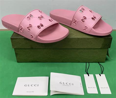 rubber gucci slides pink|Gucci rubber pursuit g slides.